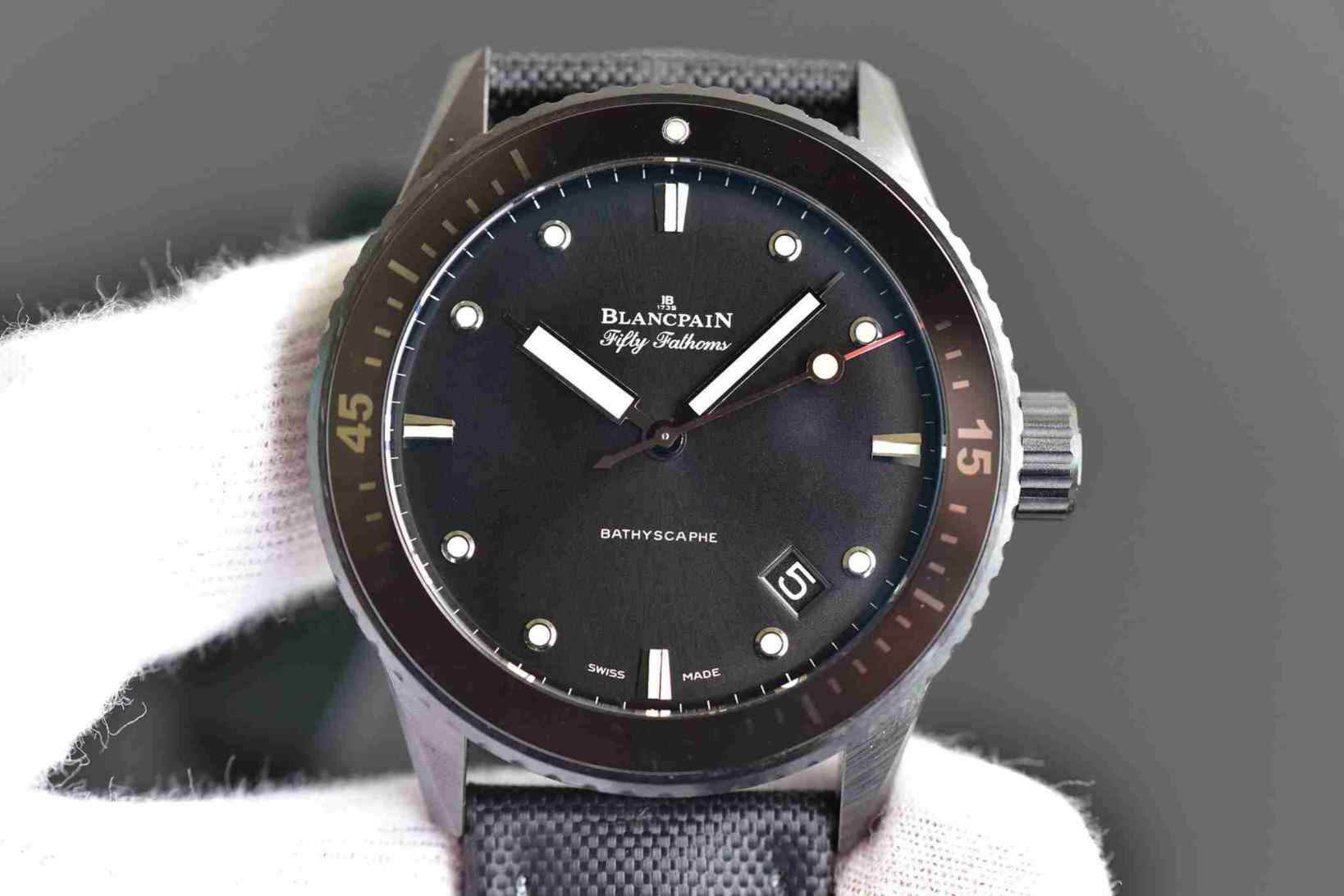 GF厂宝珀五十寻黑陶男表_五十噚价格多少钱_钢款_蓝陶