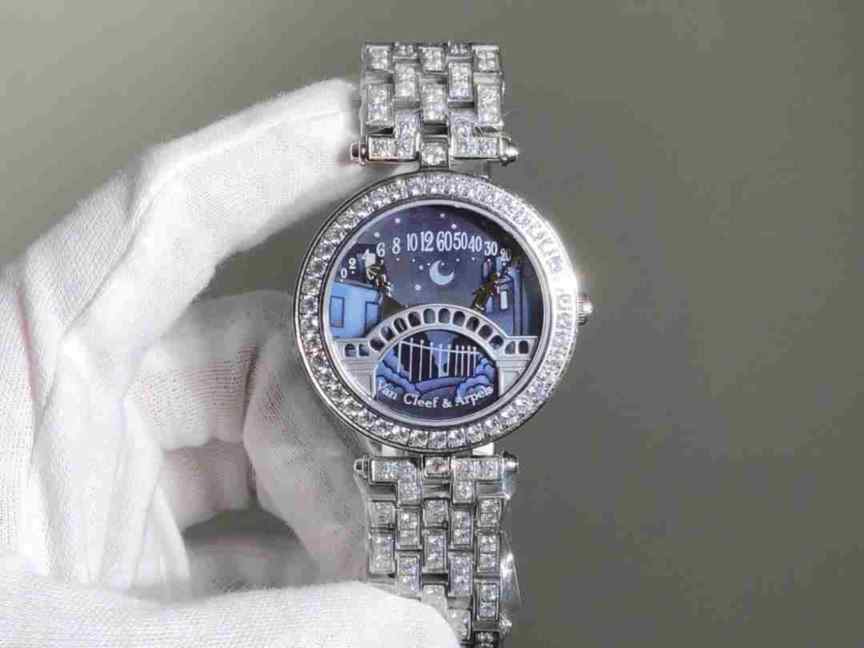 VCA厂梵克雅宝情人桥复刻_蓝宝石_瑞士石英机芯