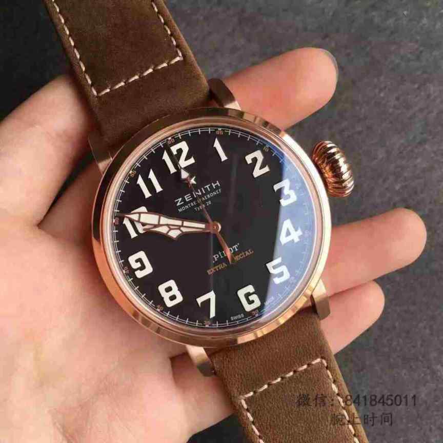 zf厂真力时大飞玫瑰金壳黑面-细节图1