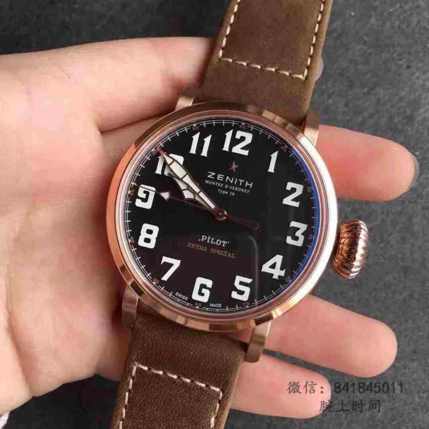 zf厂真力时大飞玫瑰金壳黑面-细节图3