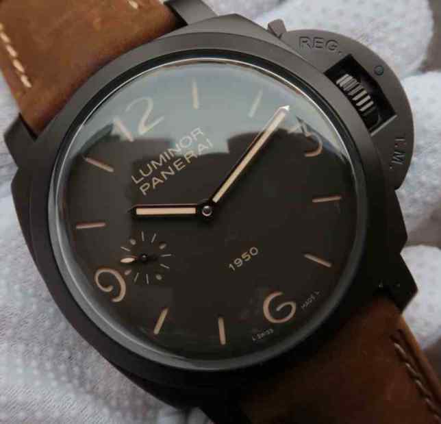 XF沛纳海pam375_男士手表_搭载手动P3000机芯_精钢_ 透底_疯马皮表带