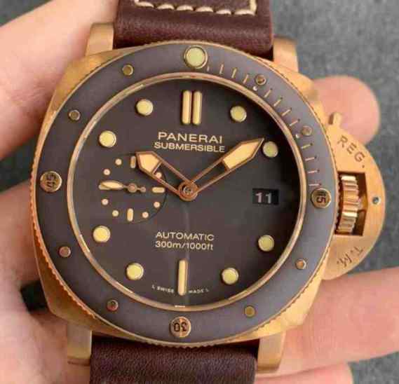 VS青铜之王沛纳海PAM968_爆品47MM_陶瓷圈_男表_皮带款_送军绿色橡胶带