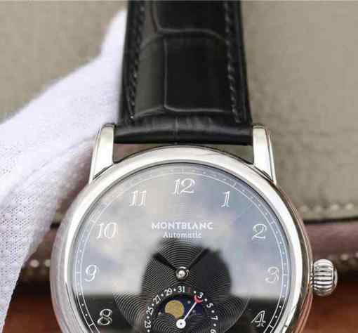 GS厂万宝龙明星系列_万宝龙GS精仿自动机械男表_月相黑面_直径42mm