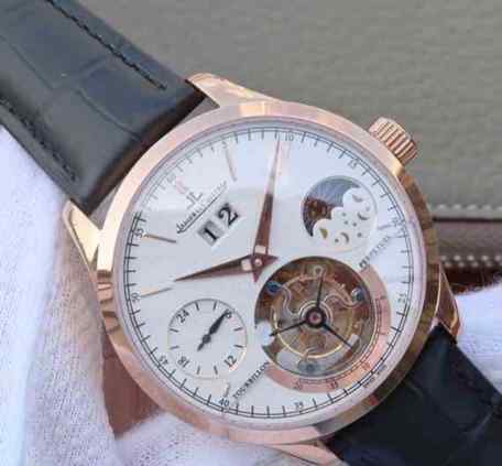 积家陀飞轮复刻_手动5525真陀飞轮_大日历复杂功能腕表_玫瑰金_白盘