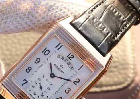 高仿积家旋转手表_积家翻转系列Reverso腕表_玫瑰金白面方形表_男士_多功能机械表