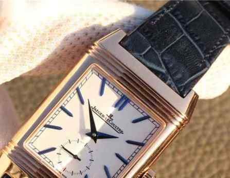 积家高仿手表_原版复刻机芯_316精钢_积家翻转系列_玫瑰金_白面方形表_男士_机械表