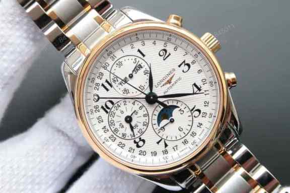 jf浪琴月相八针_jf浪琴名匠月相八针L2.773.4.78.6_间金经典月相手表_7751机芯