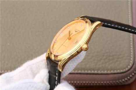 TW浪琴军旗系列L4.774.8金色男士机械皮带手表-细节图4