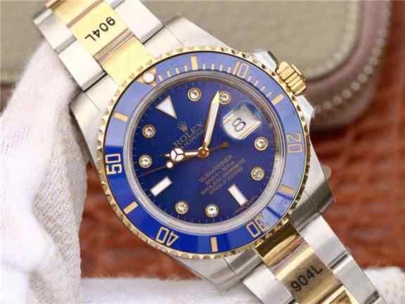 劳力士间金蓝水鬼高仿_GM厂劳力士蓝水鬼间金包金116613LB_cal.3135机械机芯
