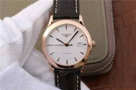 TW浪琴军旗系列L4.774.8.22.2玫瑰金男士机械皮带手表-细节图1