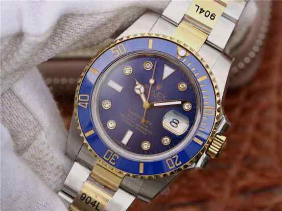 劳力士间金蓝水鬼高仿-细节图2