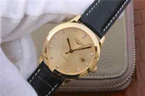 TW浪琴军旗系列L4.774.8金色男士机械皮带手表-细节图2