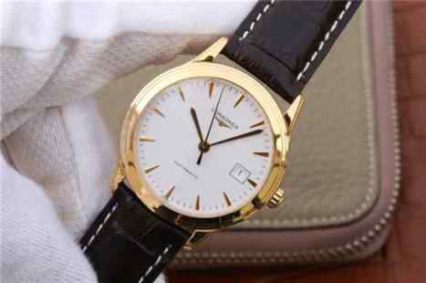 TW浪琴军旗系列L4.774.8金色男士机械皮带手表-细节图3