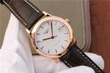 TW浪琴军旗系列L4.774.8.22.2玫瑰金男士机械皮带手表-细节图2