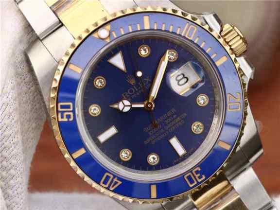 劳力士间金蓝水鬼高仿-细节图3