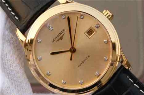 TW浪琴军旗系列L4.774.8金色男士机械皮带手表-细节图3