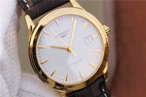 TW浪琴军旗系列L4.774.8金色男士机械皮带手表-细节图4