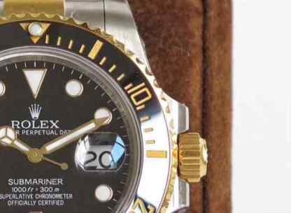 精仿劳力士间金黑水鬼_VR厂精仿18K包金劳力士水鬼_黑盘腕表(间金黑)