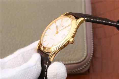 TW浪琴军旗系列L4.774.8金色男士机械皮带手表-细节图7