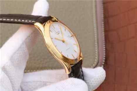 TW浪琴军旗系列L4.774.8金色男士机械皮带手表-细节图8