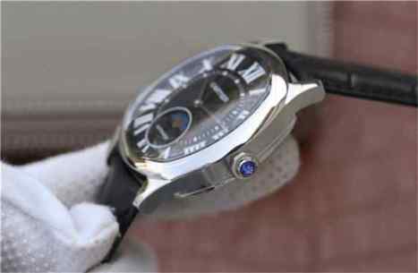 V6卡地亚系列WGNM0009黑面月相男士腕表_9015机芯_41毫米_意大利牛皮