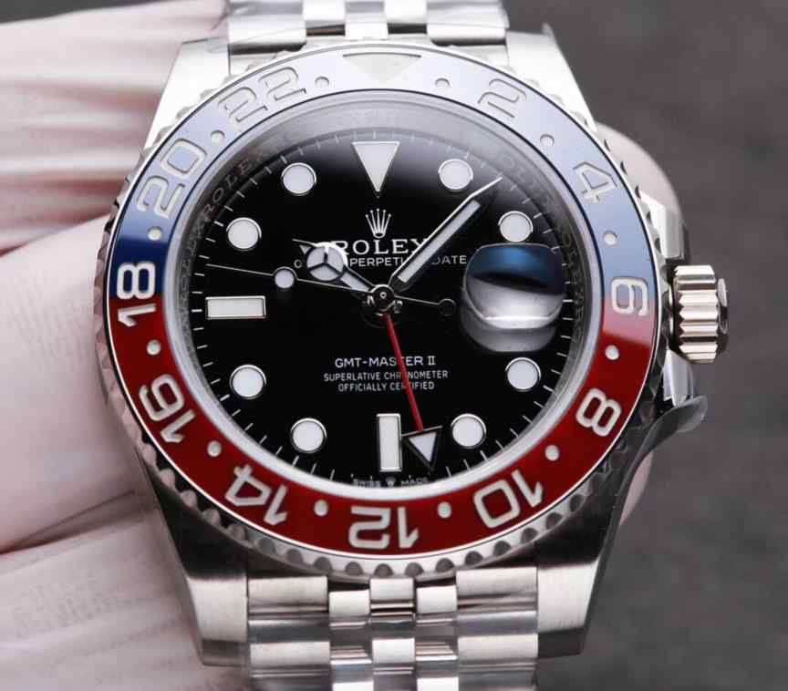 格林尼治劳力士高仿_钢带_42mm_劳力士_男款_黑蓝圈