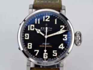 kw真力时精钢大飞_原装折叠扣_防水50M_KW厂_钢表壳_牛皮表带